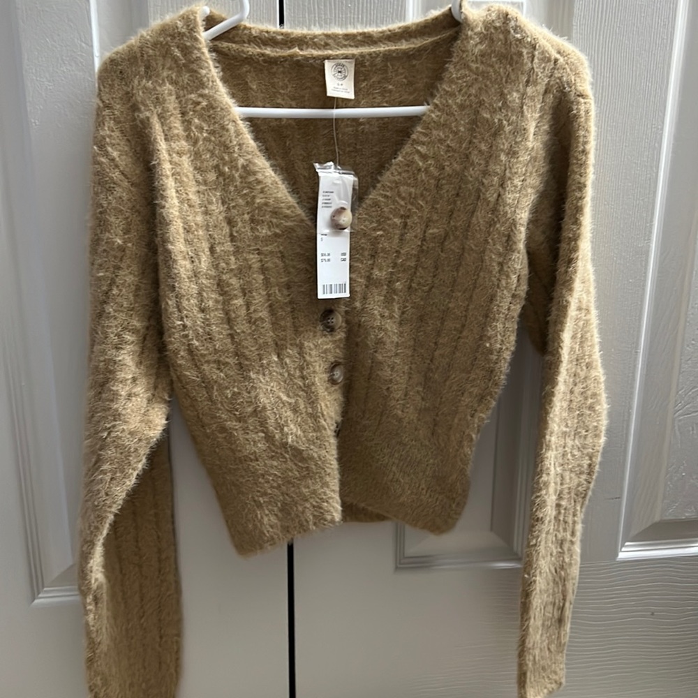 Uo brown/beige fur cardigan size small nwt